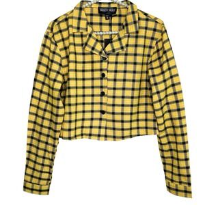 Dolls Kill Trickz N Treatz Plaid Cropped Flannel Shirt Medium  Grunge Y2k Retro